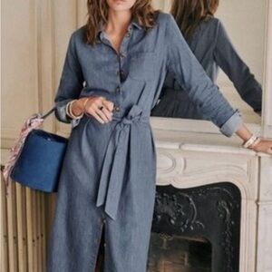 Sezane Tara Denim Midi Dress